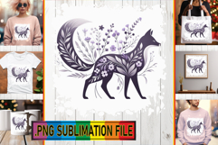 Playful TOTE BAG Art PNG, Flower Animals Product Image 1