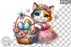 Easter Cat Sublimation - Easter Clipart PNG Design Product Image 1