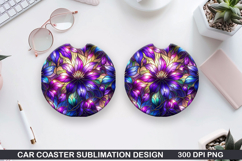 Flower Car coaster sublimation, Summer Coaster PNG Design Product Image 1