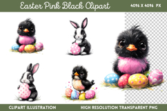 Pink Black Easter Clipart PNG Product Image 1