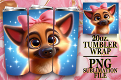 Blissful Sublimation 20oz tumbler wrap, 3D Dog Product Image 1