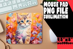 Cute Cat in Flowers Mouse Pad Design PNG Product Image 1