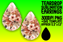 Chic Teardrop Earrings Design PNG Art , Autumn Flower Product Image 1