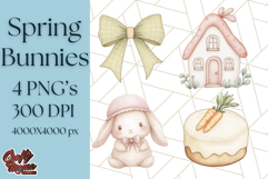 Spring Bunnies PNG Watercolor Bunny Clipart, Pastel Easter Product Image 1