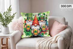 Funny Irish Gnomes with Beer Pillow PNG Sublimation Design Product Image 1