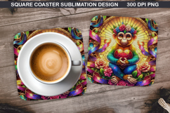 Monkey Coaster Sublimation, Valentine Coaster PNG Desi Product Image 1