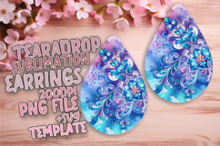 Elegant Teardrop Earrings PNG Template , Watercolor Patter Product Image 1