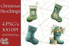 Christmas Stockings Clipart PNG, Festive Holiday Stockings Product Image 1