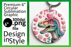 Chic Circle PNG Keychain Design , Cute Dino Product Image 1
