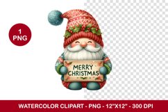png watercolor clipart - cute christmas gnome Product Image 1