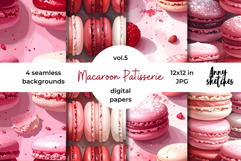 Macaron Patisserie Digital Paper Kit Rococo Patterns Product Image 1