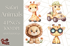 Jungle Safari Animals PNG Cute Pastel Wild Animal Clipart Product Image 1