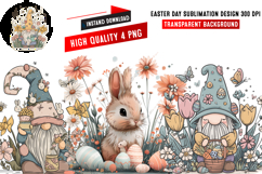 Vintage Spring Rabbit With Floral Gnomes,Easter Sublimation Product Image 1