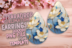 Chic Teardrop Design PNG for Earrings Projects , 3D Flower Product Image 1