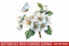 Butterflies With Flowers Clipart Product Image 1