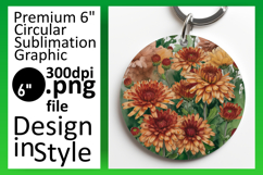 Charming Round Design Keychain Template , Flowers Product Image 1