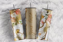 Personalized Boho Floral Roses Gold Marble 20oz tumbler wrap Product Image 1