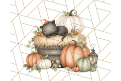Watercolor Halloween Cottage Clipart, Ghosts &amp; Pumpkins Png Product Image 4