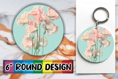 Bright Round Design Keychain Template , Beauty Flower Product Image 1