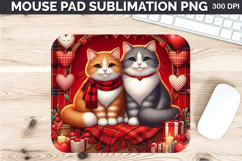 Watercolor Cat Mouse Pad Sublimation - Valentines PNG Design Product Image 1