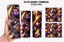 3D Flower Skinny Tumbler 20oz Wrap Design,Flowers Tumble PNG Product Image 1