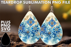 Bold Teardrop Earrings Designs PNG, Watercolor Pattern Product Image 1