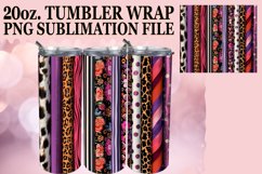 Vibrant 3D Leopard and Flower Tumbler Wrap Designs Product Image 1