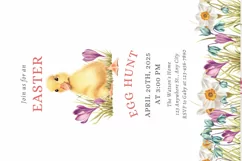 Watercolor Spring Duckling Clipart PNG, Seamless Patterns Product Image 9