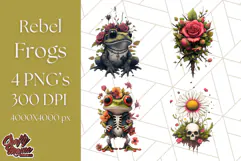 Floral Punk Frogs PNG - Neon Reble Grunge Amphibians Clipart Product Image 1