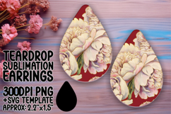Elegant Teardrop Earrings Sublimation Template , Flower Patt Product Image 1