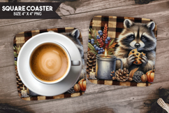 Cute Animals Square Coaster PNG Bundle, Digital Coaster Set Product Image 3