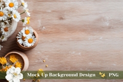 Flowers Background Mockup, Wooden Table Background PNG Product Image 1