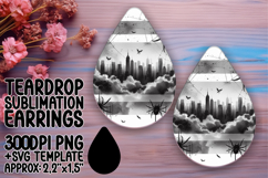 Elegant Teardrop Earrings Template PNG , Halloween Product Image 1
