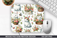 Bunny Mouse Pad Sublimation, Easter Bunny Mouse Pad PNG Product Image 1