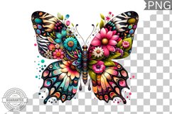 Vibrant Floral Butterfly Sublimation - Clipart PNG Design Product Image 1