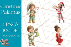 Christmas Pajamas Clipart PNG, Holiday PJ Illustration Product Image 1
