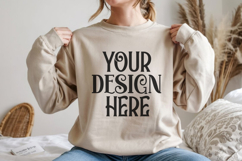 Sand Gildan 18000 Sweatshirt Model Mockups Product Image 1