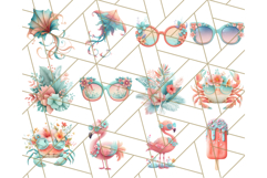 Coral and Aqua Summer Clipart PNG Pastel Tropical Icons Product Image 4
