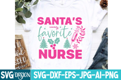 Santas Favorite Nurse SVG Design,Christmas Santa SVG Design Product Image 3