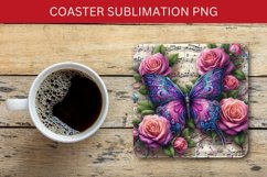 square coaster - floral butterfly Product Image 1