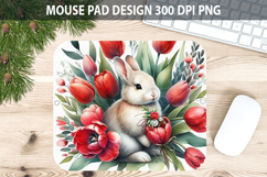 Watercolor Bunny Mouse Pad Sublimation - Valentines PNG Product Image 1