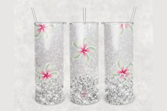 White Ombre Floral Glitter 20 oz sublimation design tumbler Product Image 1