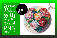 Sophisticated Keychain Circle PNG , Flowers Heart Product Image 1