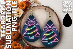Unique TEARDROP Earrings Design PNG, Neon Xmas Product Image 1