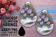 Floral 3D Hole Teardrop Earrings Sublimation Teardrop Product Image 1