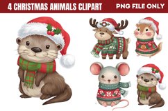 Woodland Christmas Animals Clipart PNG Product Image 1
