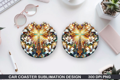 Car coaster sublimation, Easter Coaster PNG Design Product Image 1
