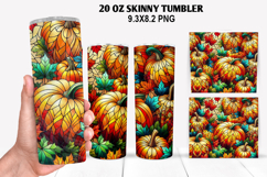 Pumpkins Skinny Tumbler 20oz Wrap Design, Halloween Tumbler Product Image 1