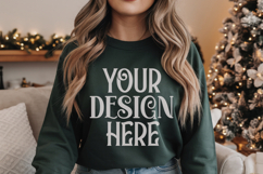Forest Green Gildan 18500 Sweatshirt Mockup, Unisex mockups Product Image 1