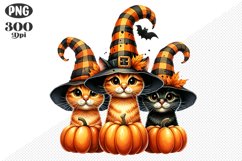 Halloween Cat And Pumpkin Sublimation - Clipart PNG Design Product Image 1